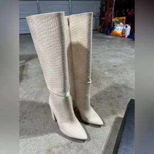 Nasty Gal Faux Croc Knee High Boots